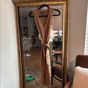 Forever 21 V-Neck brown Tan Midi Dress xs